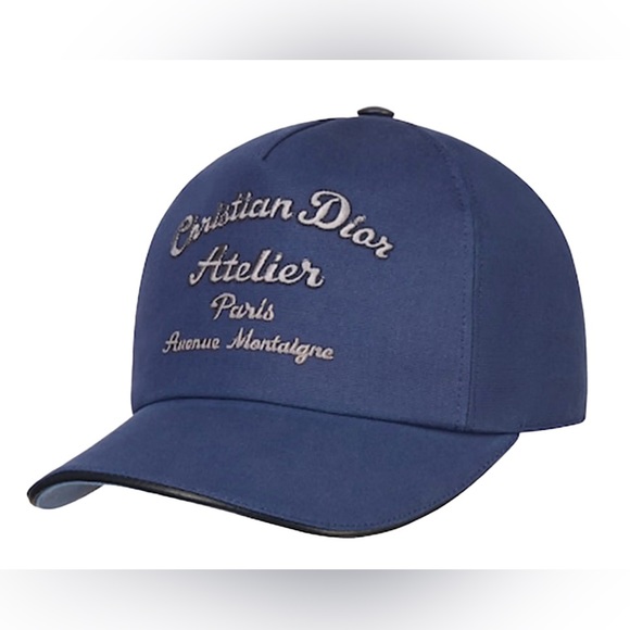 DIOR Christian Dior Atelier Baseball Cap Blue Cotton Canvas - 100% Authentic - Picture 1 of 7